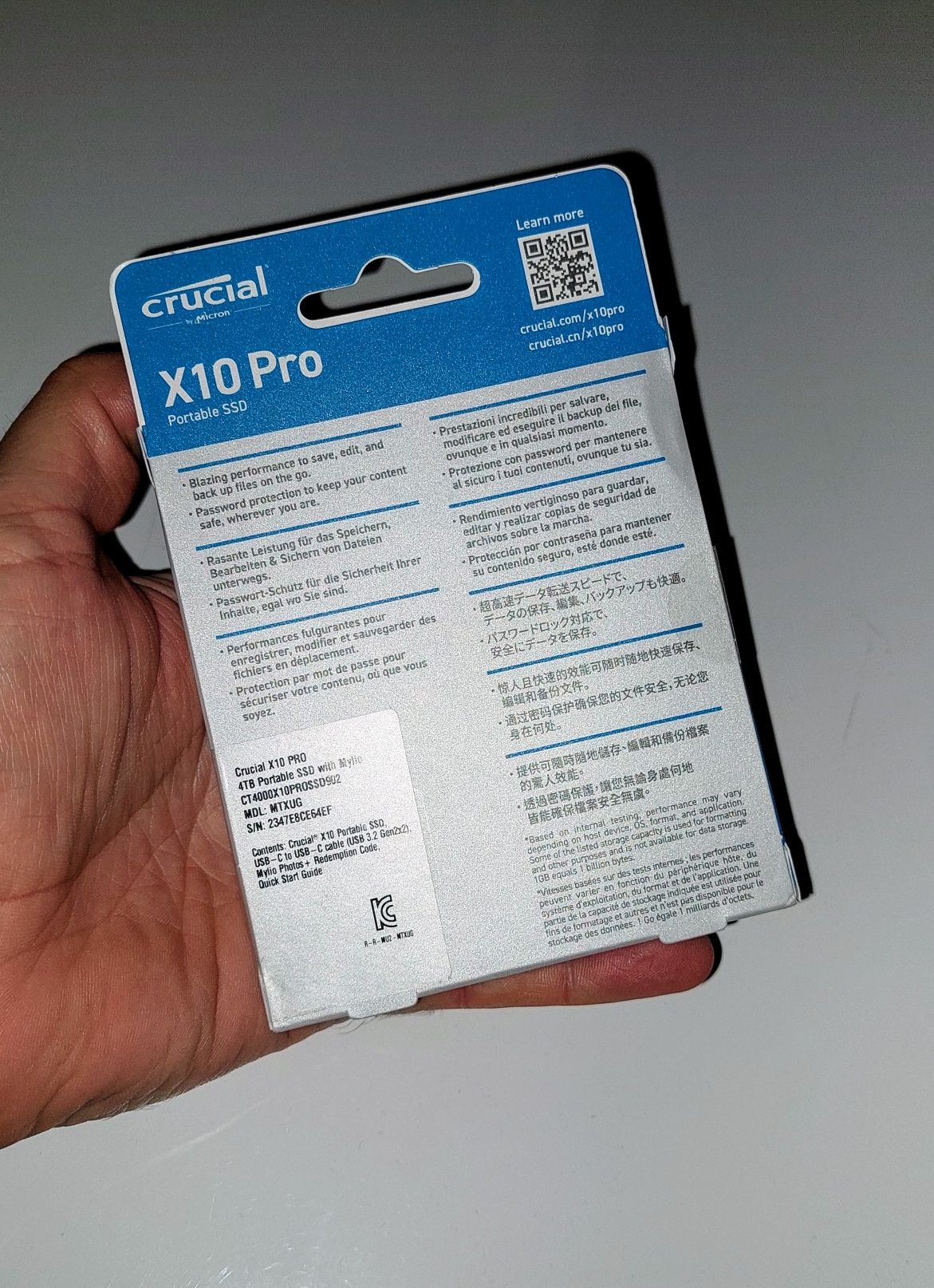 SSD Portabil 4TB Crucial X10 Pro. 2100MB/s. Nou