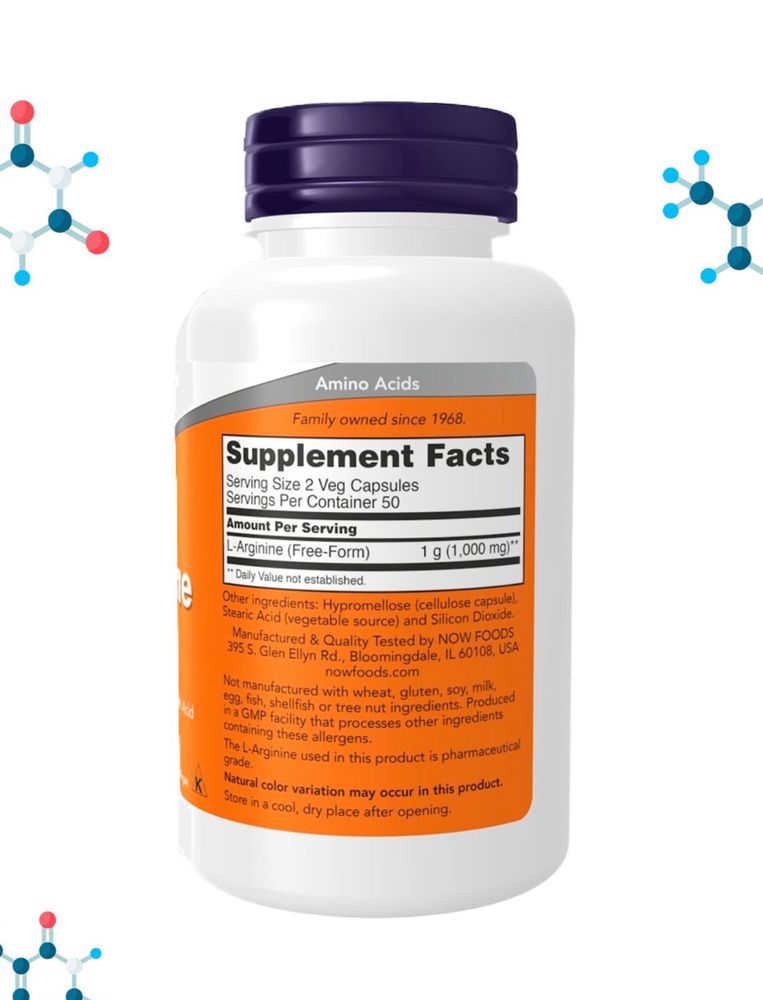 Now Foods L-Arginine 500 и 1000 мг Халяль 100% Оригинал