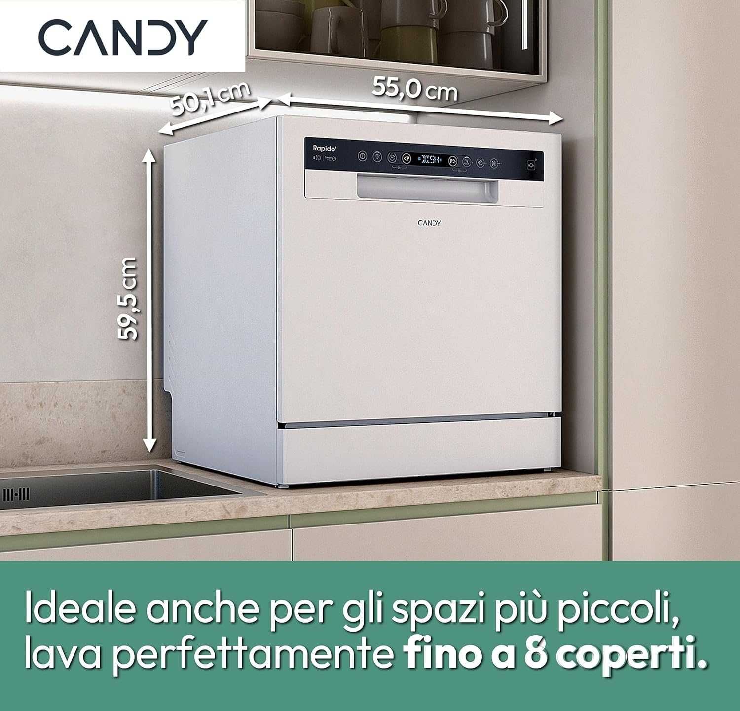 Нова компактна/мини/малка съдомиялна кубче Candy CP 8F9FFW,8 комплекта