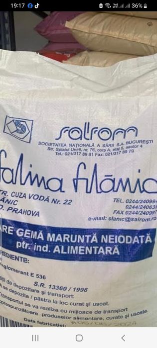 Sare grunjoasa Neiodata de Salina Slănic Prahova sac de 25 kg