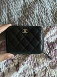 Chanel Zip Coin Purse (Black Caviar Leather & Burgundy interior)
