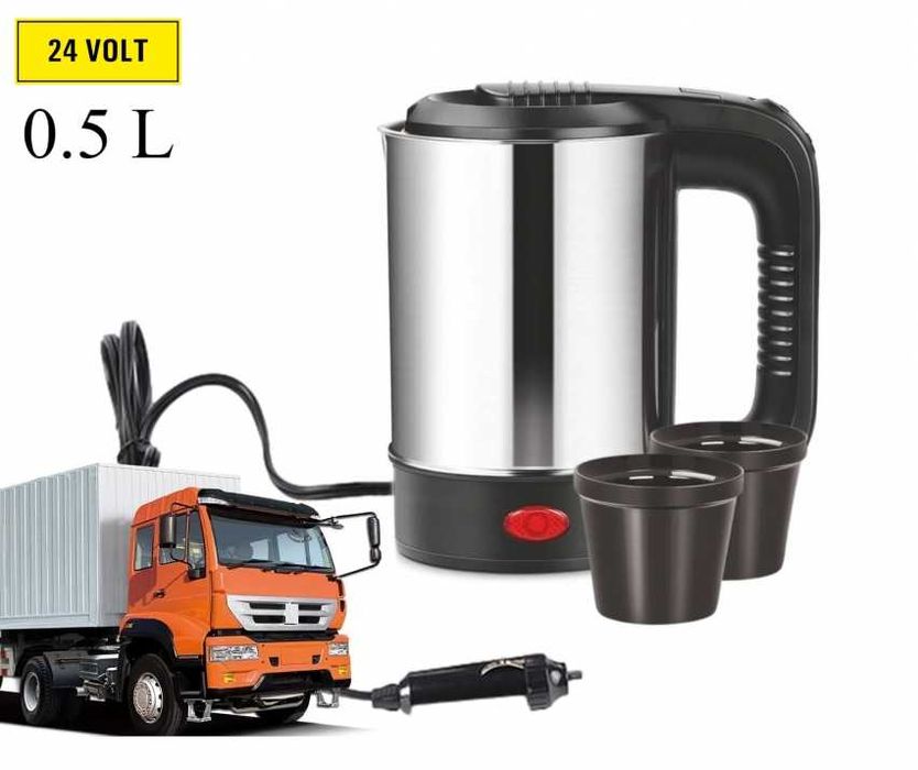Електрическа кана за кола, Чайник, 12V, 24V, 0.500l, 250W, 2 чаши