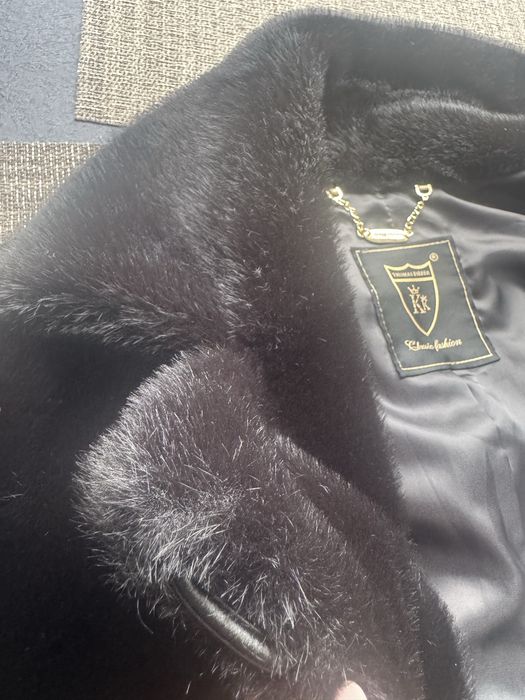 Палто faux fur от вълна и ангора