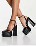 Обувки с ток на платформа Asos Design Pluto in black snake номер 39