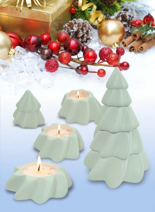 Ароматическая свеча и ёлка из гипса