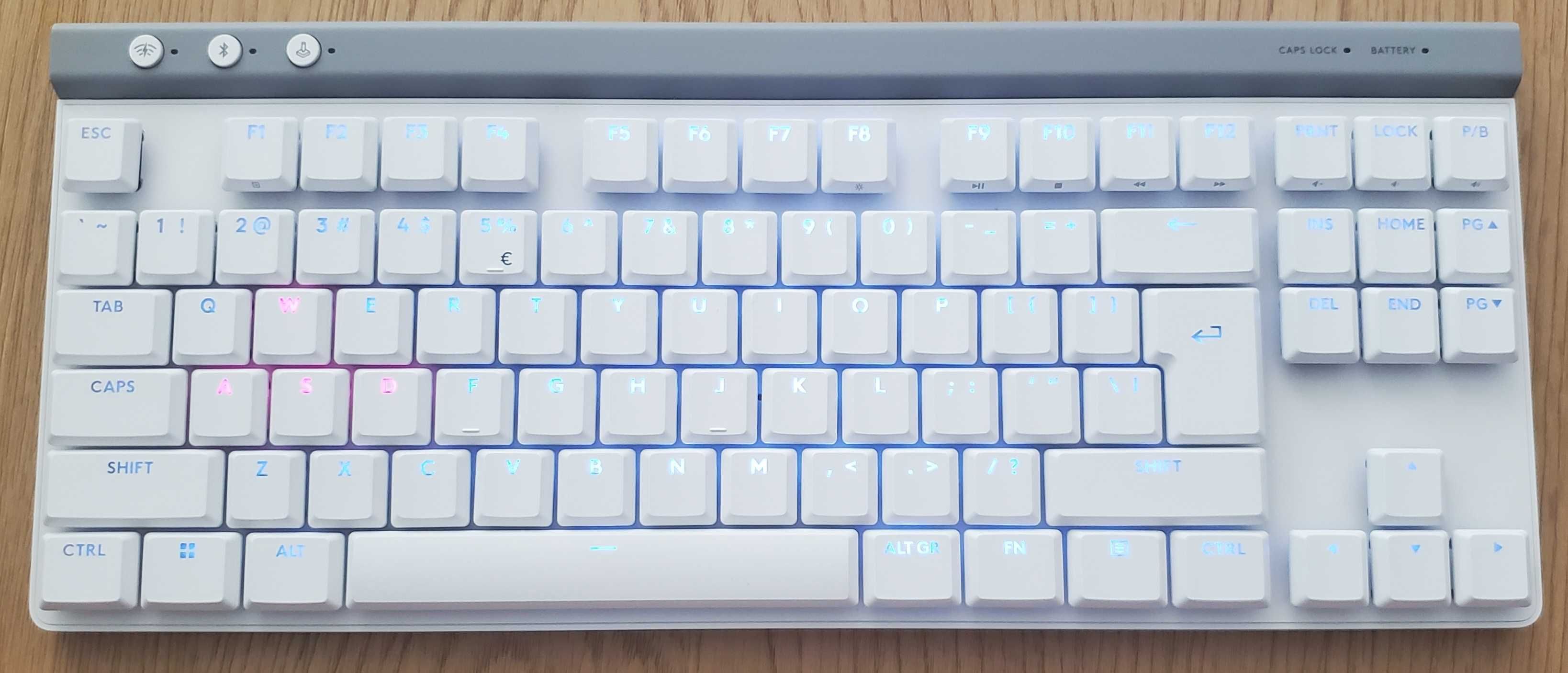 Клавиатура: Logitech G515 Lightspeed TKL, Wireless Tactile - Бяла