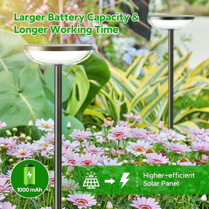 Set 4 lumini solare pentru grădină, exterior, cu baterie de 1000mAh