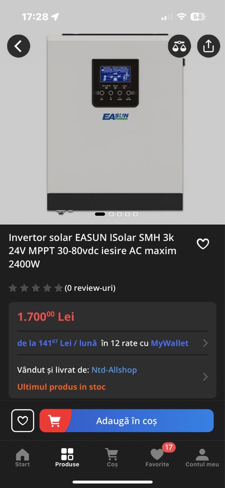 Invertor EASUN Isolar SPH 3k 24V 2400W