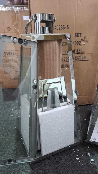 Set 3 felinare TRIROCKS, 54 - 40 - 27.5 cm, otel inoxidabil, argintiu