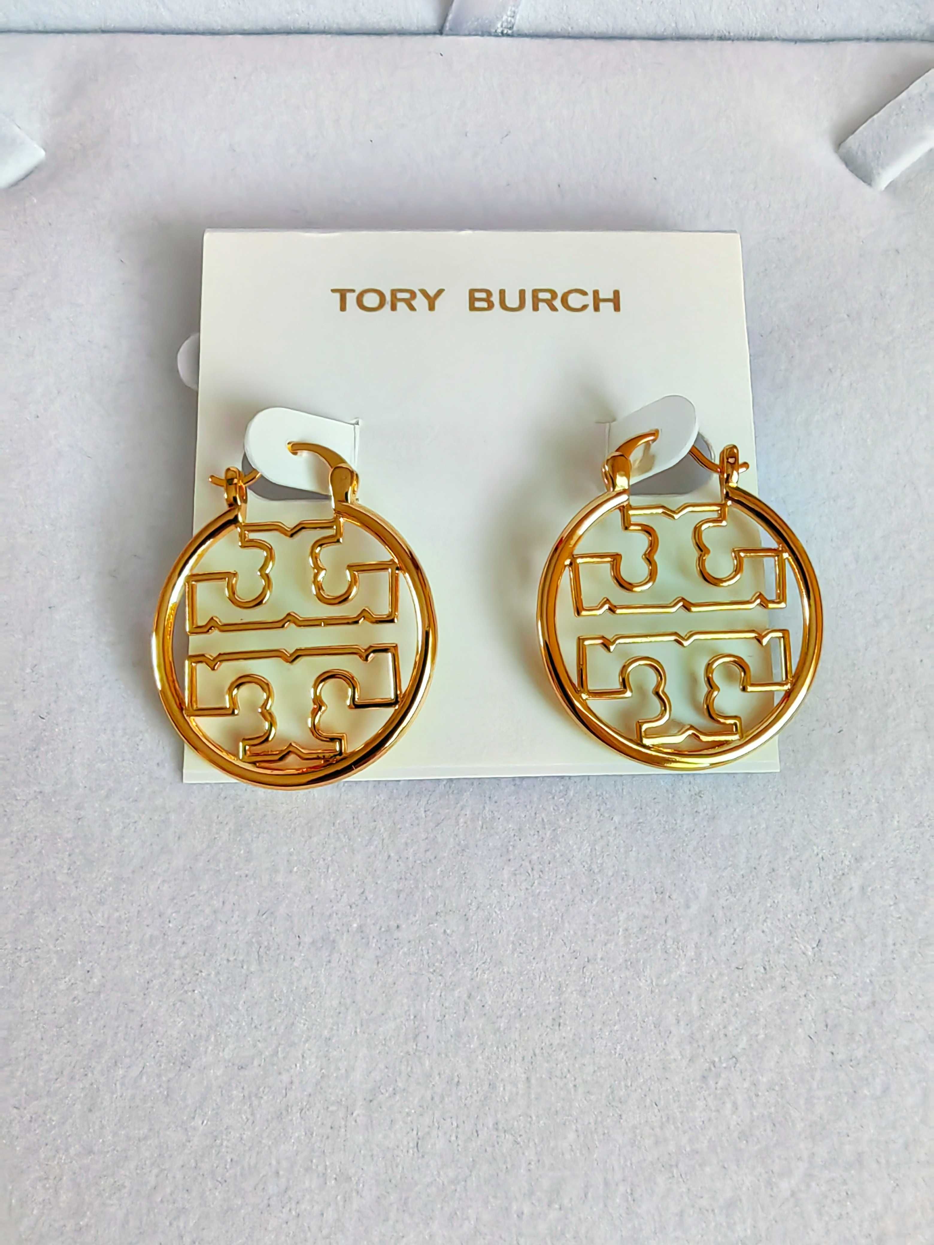 Висящи обеци на Tory Burch - logo round earrings