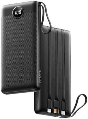 Новa Бърза Power Bank 20000mAh с 4 вградени кабела LCD дисплей Батерия