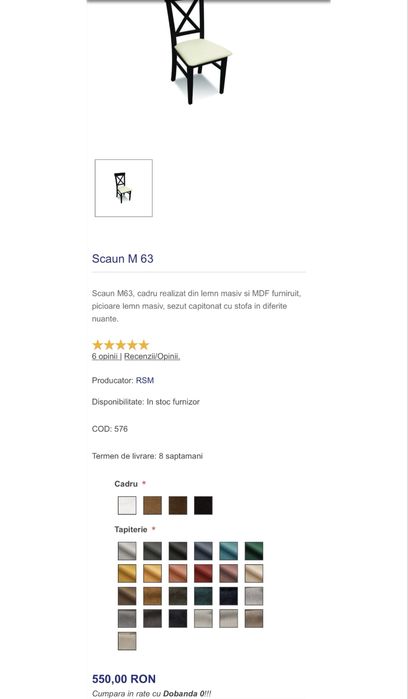 Masa extensibila din lemn masiv  cu 6 scaune