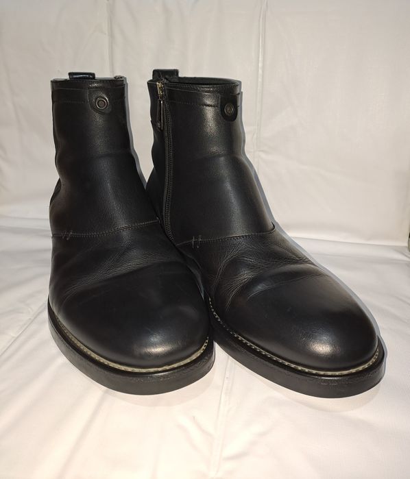 Ghete / Bocanci Piele Naturală Neagră Talpă Made in Italy-Mărime 43