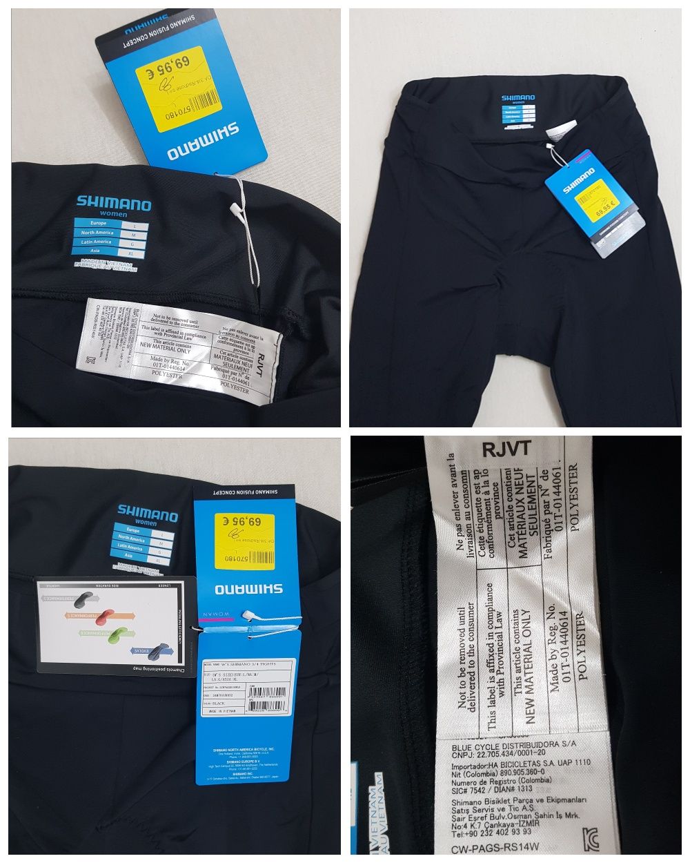 SHIMANO Pantaloni damă  3/4 negri Noi, ciclism, bike, mărimea L