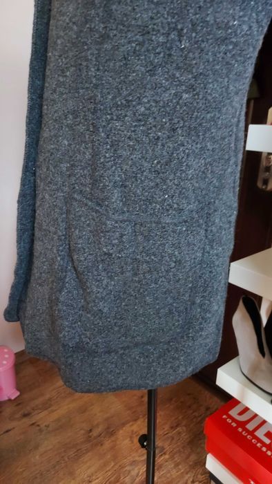 Vestă lungă gri din lână premium