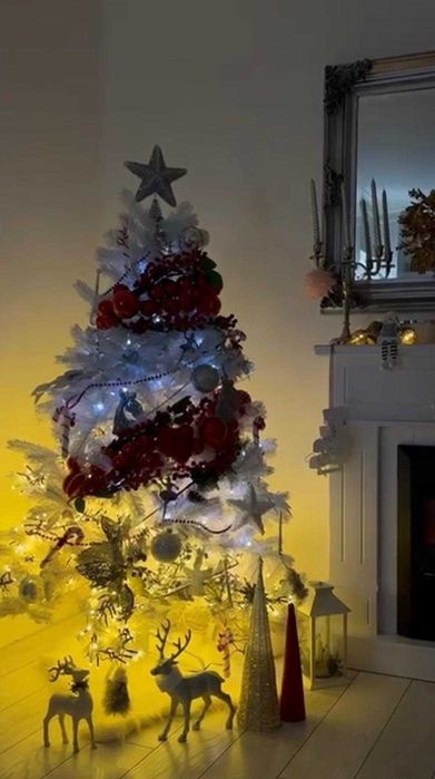 Brad Artificial 3D de Lux – Alb – 180 cm – cu Suport Inclus