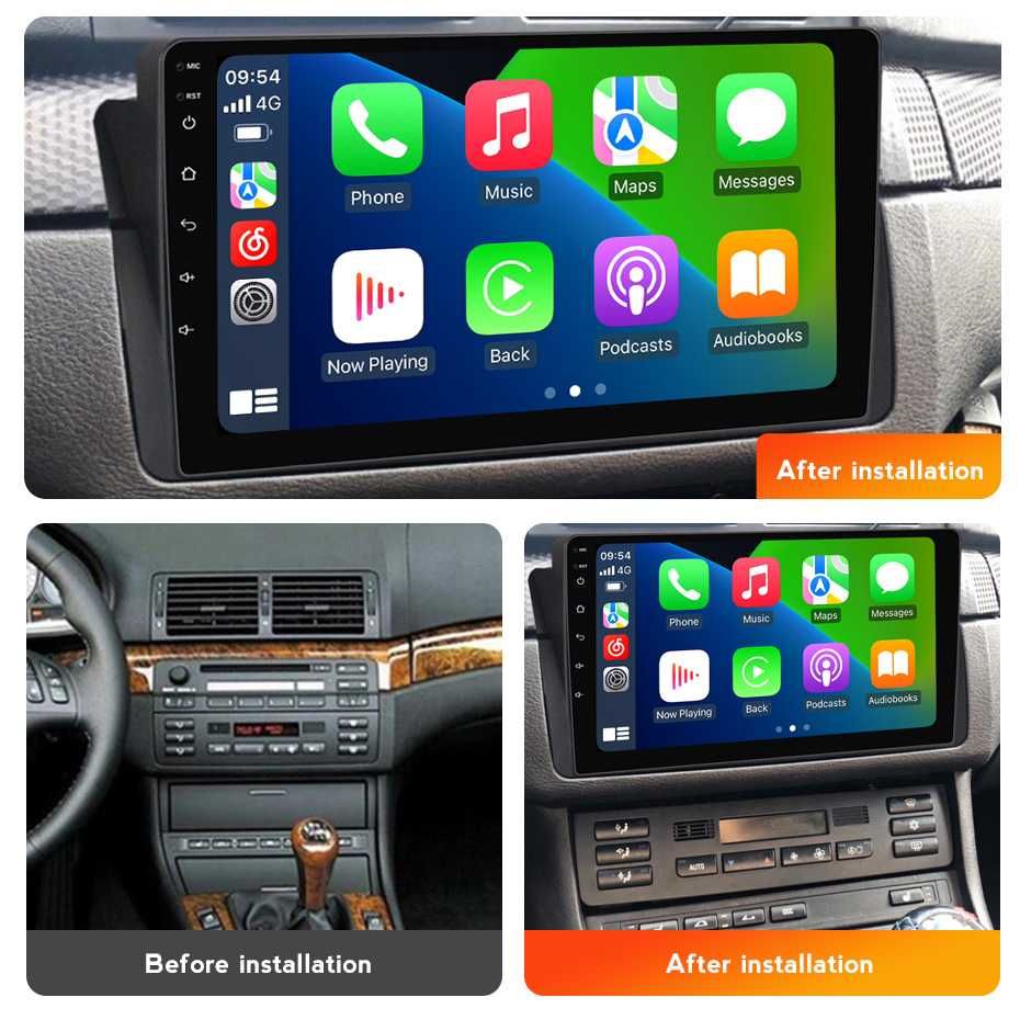Navigatie Android 14 BMW Seria 3 e46  Waze YouTube CarPlay Camera