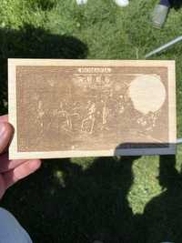 Gravură pe lemn - Bancnotă 5000 lei 1940, doar o față