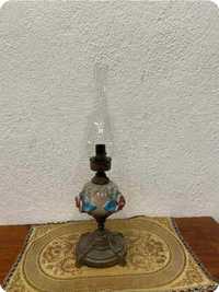 Стара френска лампа от порцелан и месинг газена лампа