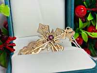 золотой «Крест» ажурный, с натуральными камнями Рубин и бриллианты