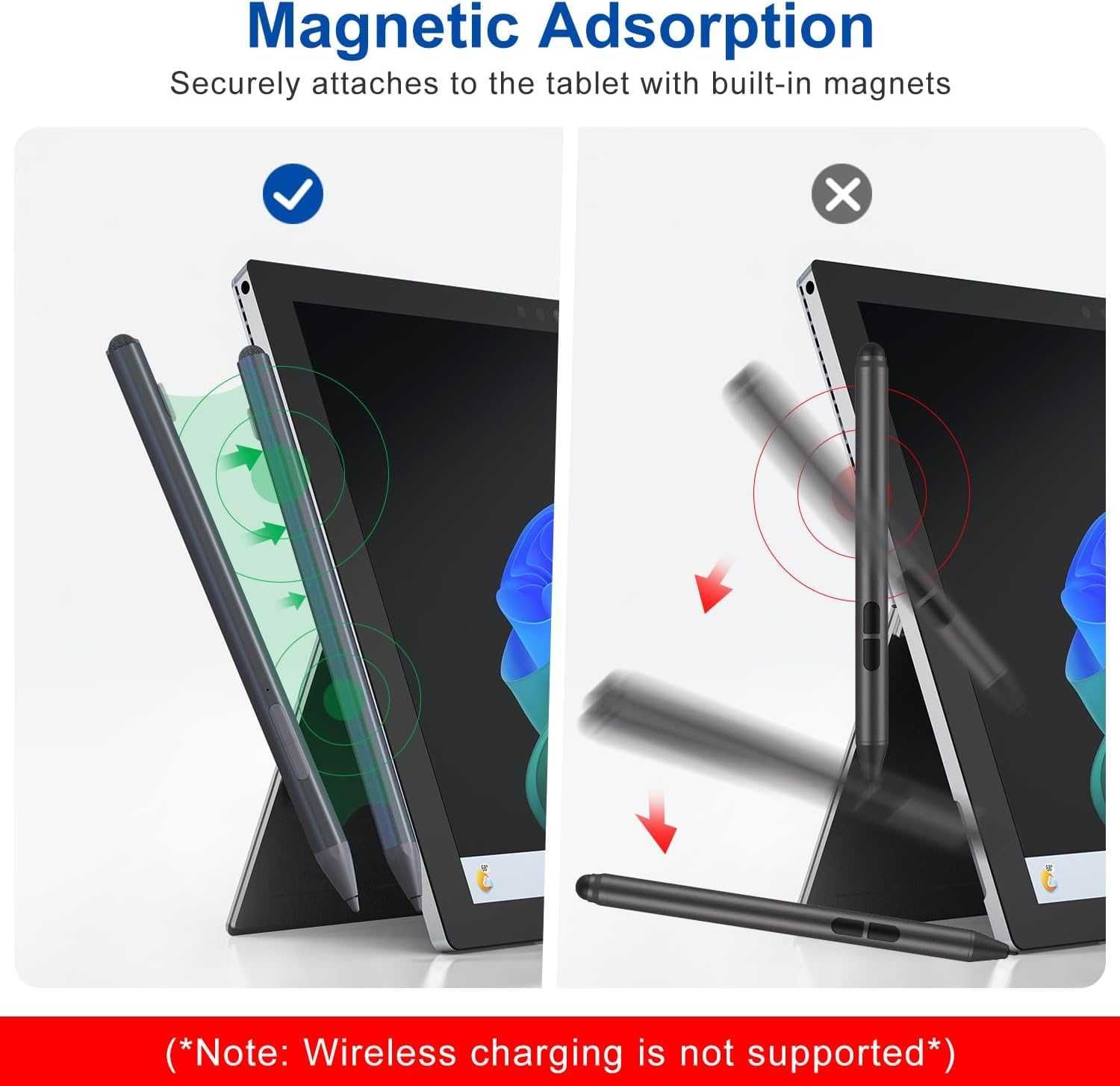 Surface Pen с тъч капачка отгоре, USB-C зареждане, 4096 натиск,гумичка