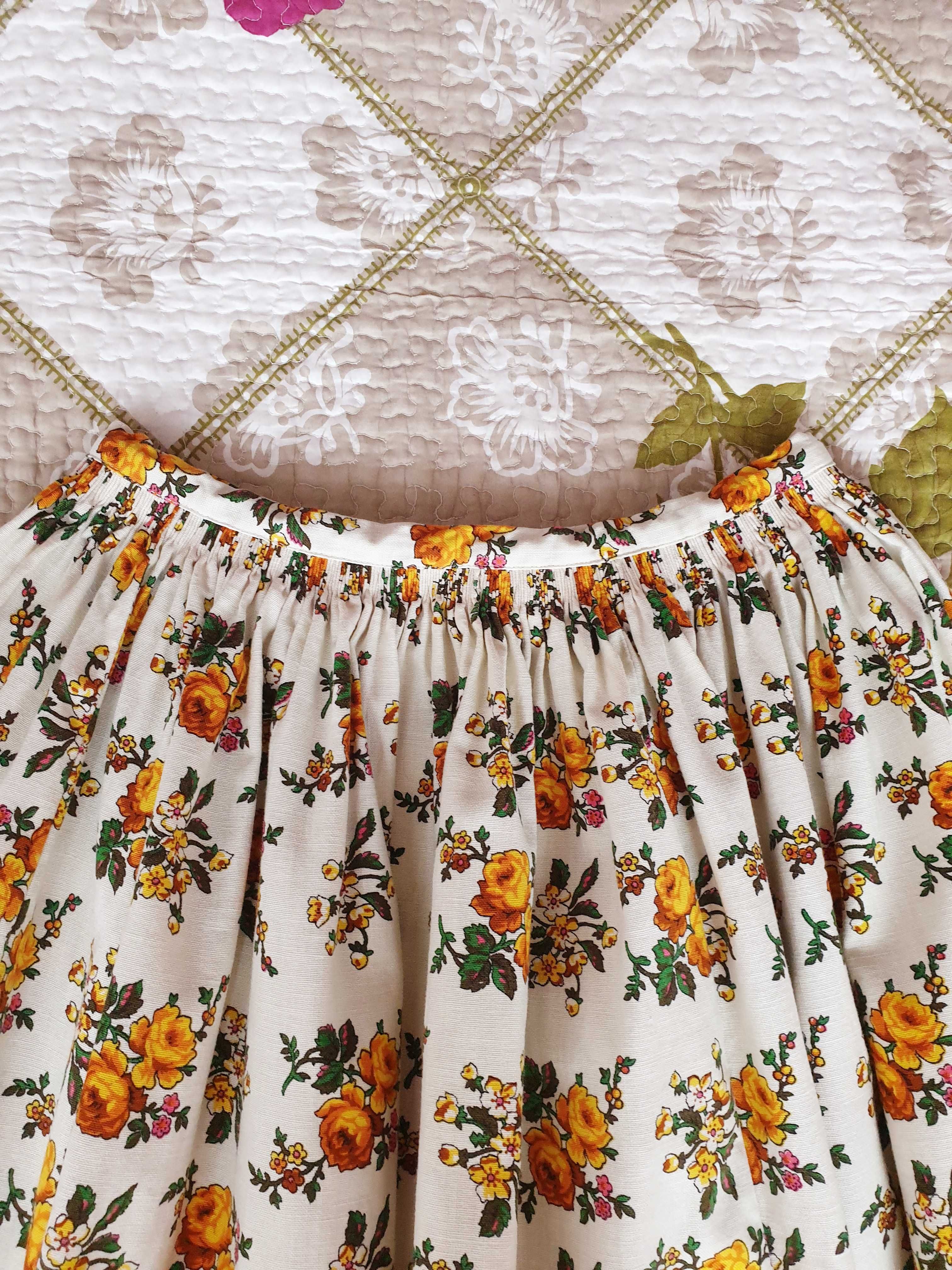 Fusta plisata print floral bumbac