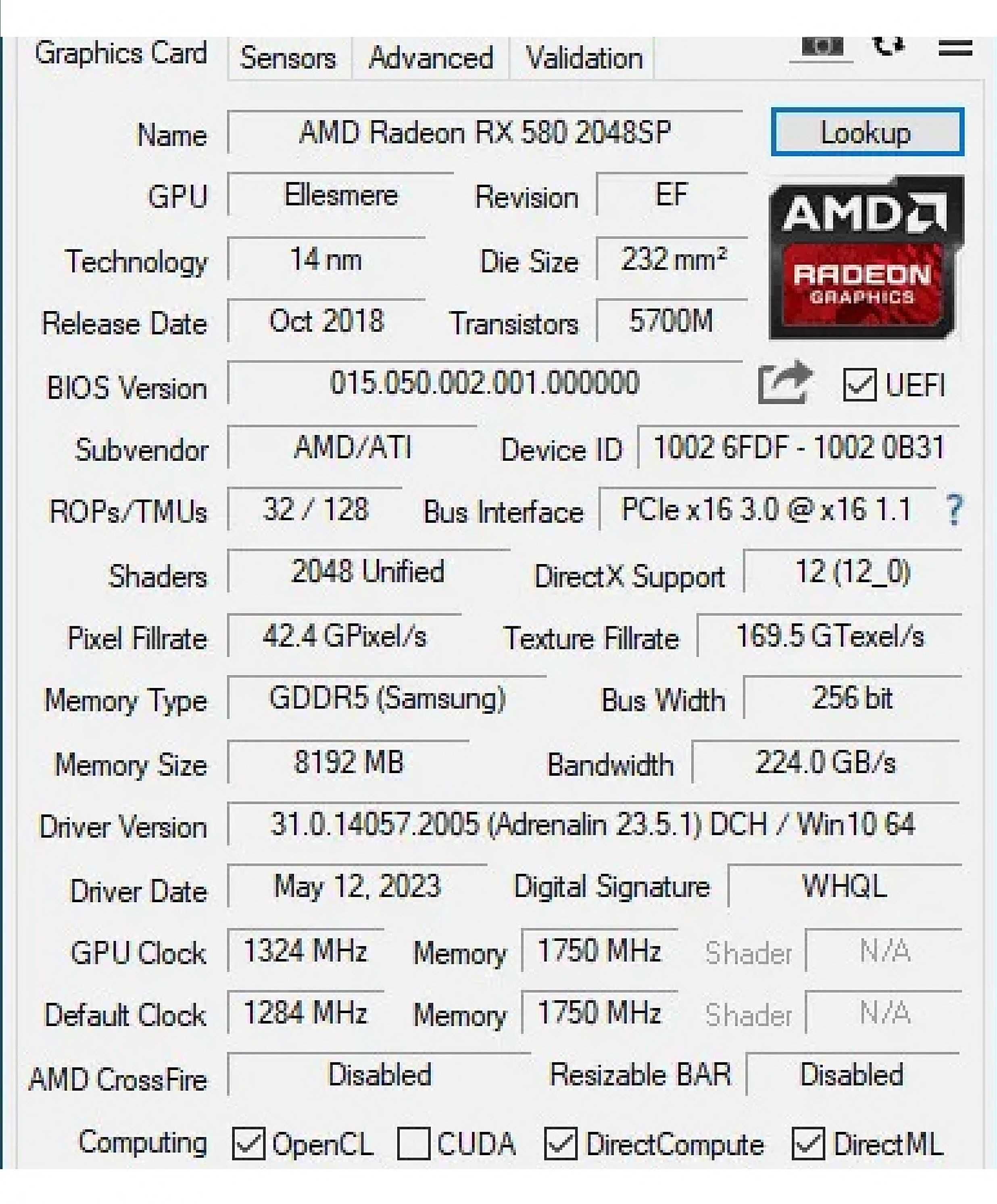 Видеокарта ENVINDA AMD RX 580 8G GDDR5
