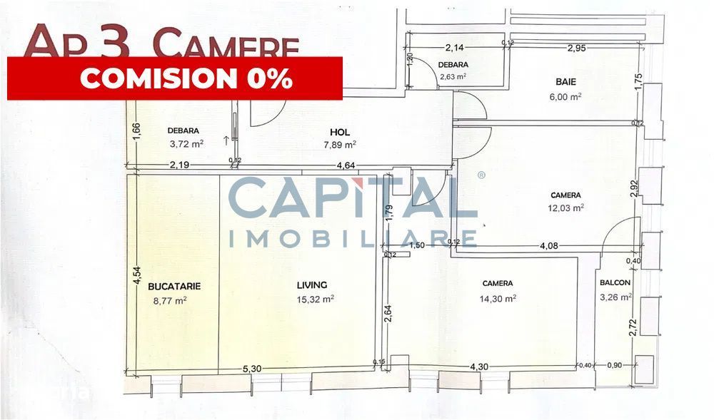 Comision 0% - Apartament 3 Camere, Bloc 2025
