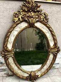 Impozanta oglinda baroc-foita aur-cristal bizotat-Franta