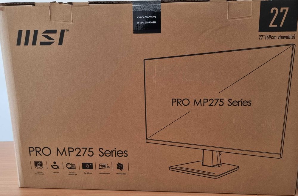 Monitor MSI PRO MP275Q, 27 inch, 2K , QHD, 100Hz, 1ms, IPS