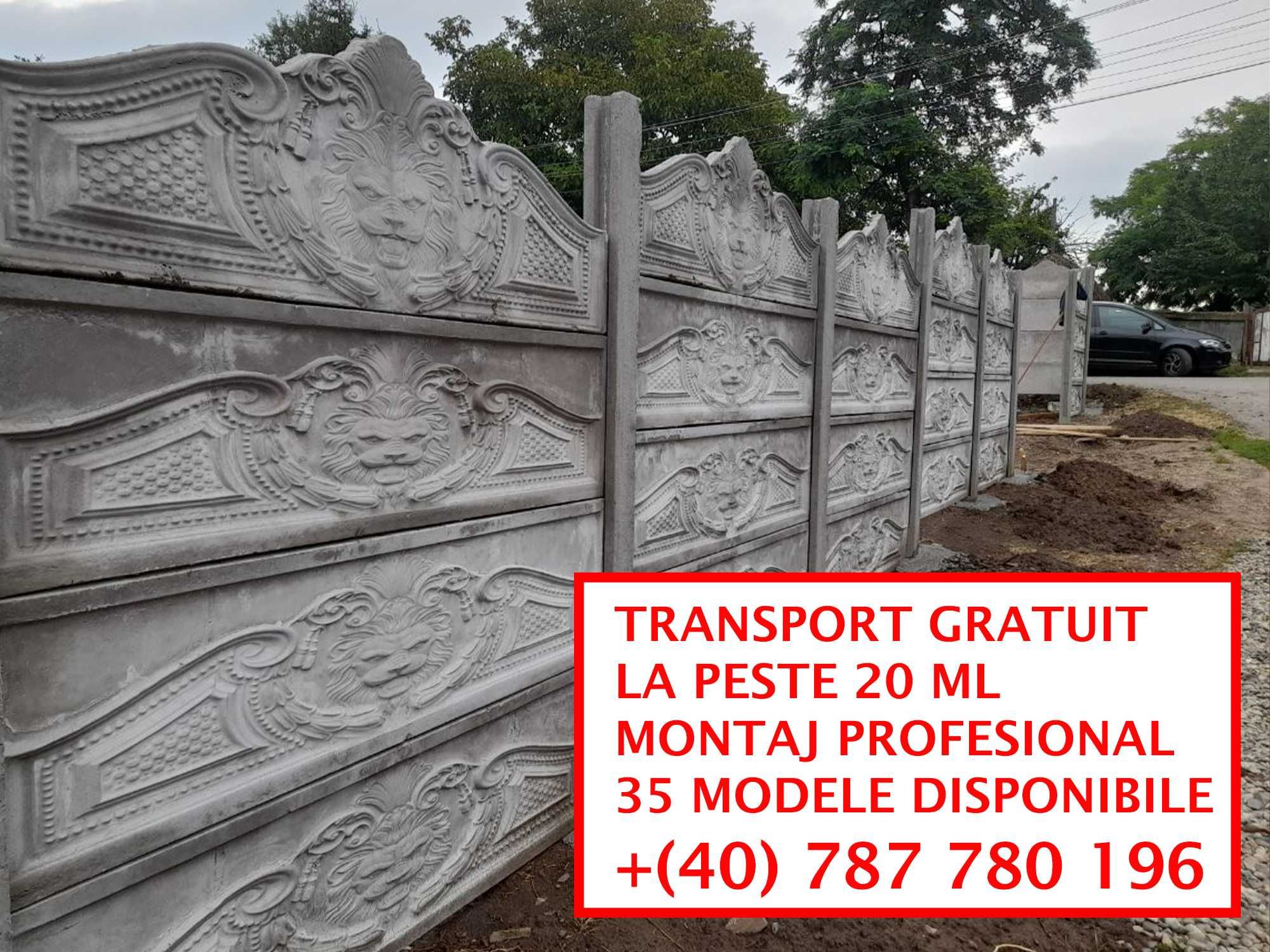 Gard din beton/35 Modele/Montaj/Transport GRATUIT la 20m+/Toata tara