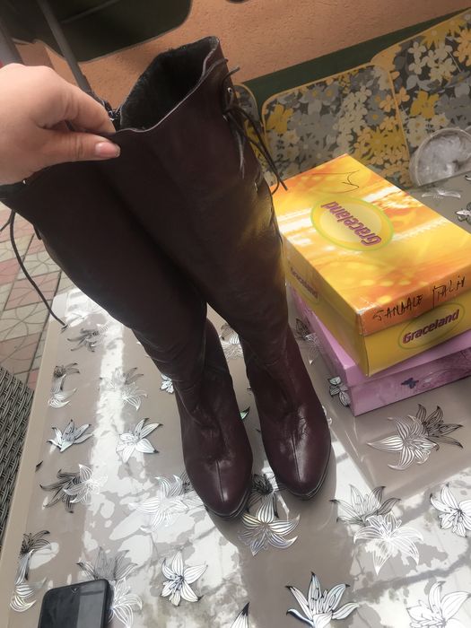 Cizme din piele elegante, cu toc