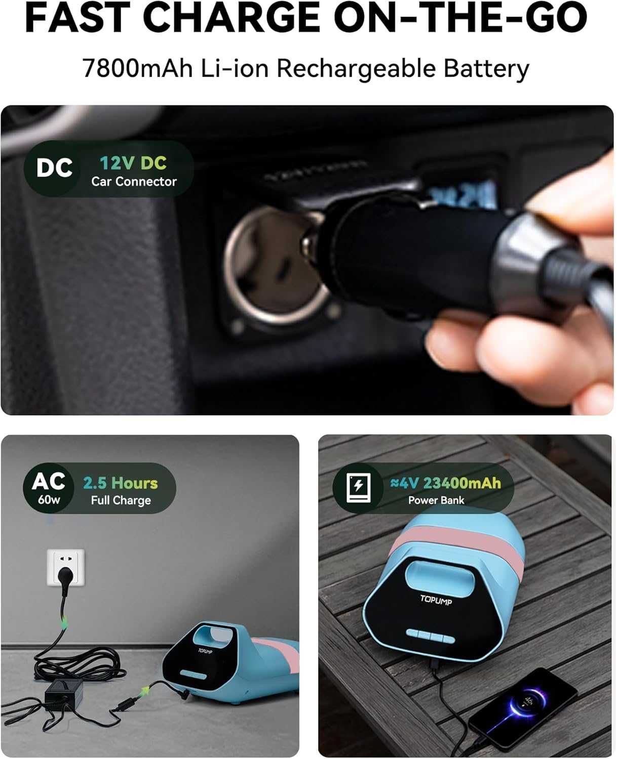 TOPUMP 7800mAh акумулаторна въздушна помпа за SUP