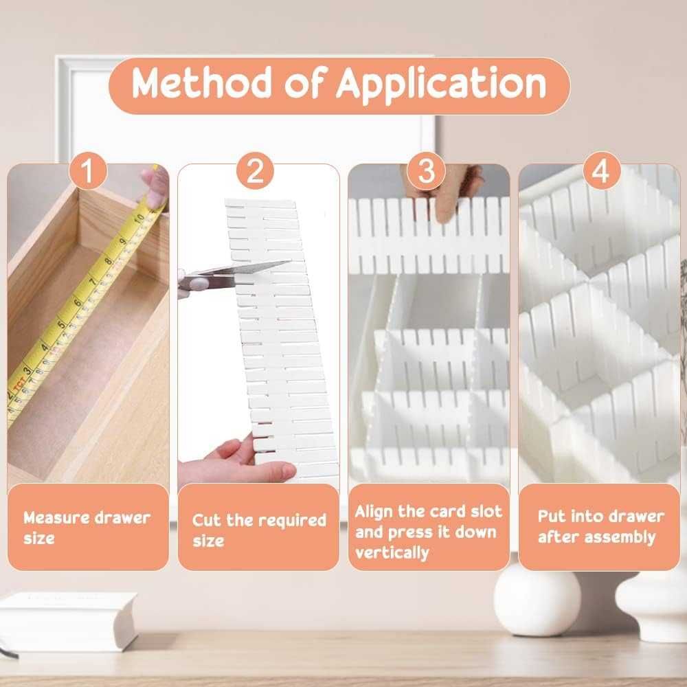 Set 8 separatoare organizatoare pentru sertare usor de montat 47x7 cm