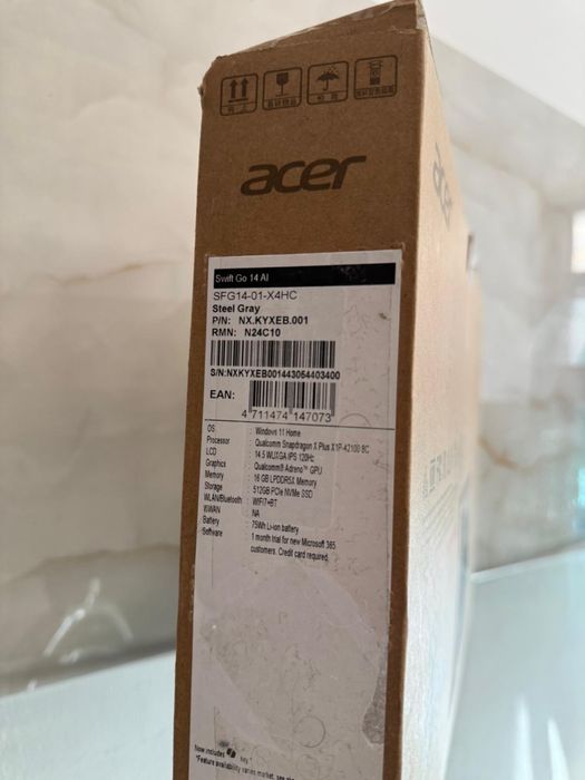 Acer Swift Go AI SFG14-01 / SnapDragon X Plus / 16 DDR5 /SSD 512 NOU