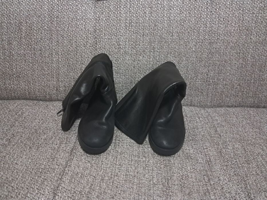 Cizme piele negre lungi