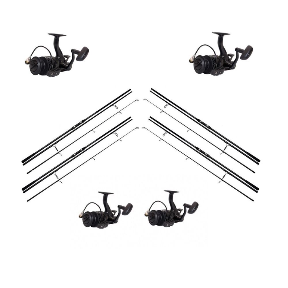 Set 4 lansete 3.9m / 3.5lbs / 3 seg si 4 mulinete HK 5000