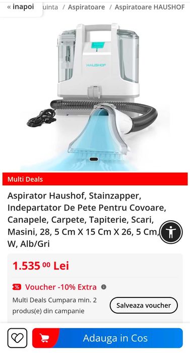 Aspirator injectie extractie tapiterie covoare saltele