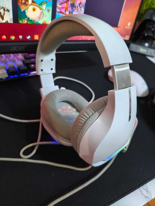 Casti Gaming Marvo RGB -complet functionale - albe