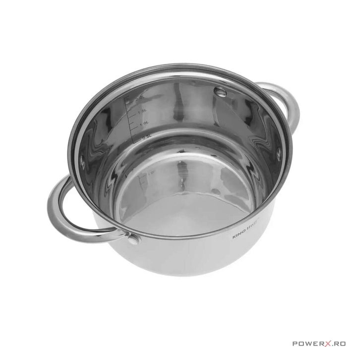 Set de 3 oale din inox cu capac sticla, dimensiuni 18cm, 20cm, 24 cm,