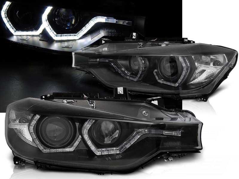 Faruri XENON LED Angel Eyes DRL Black BMW Seria 3 F30/F31 2011 - 2015