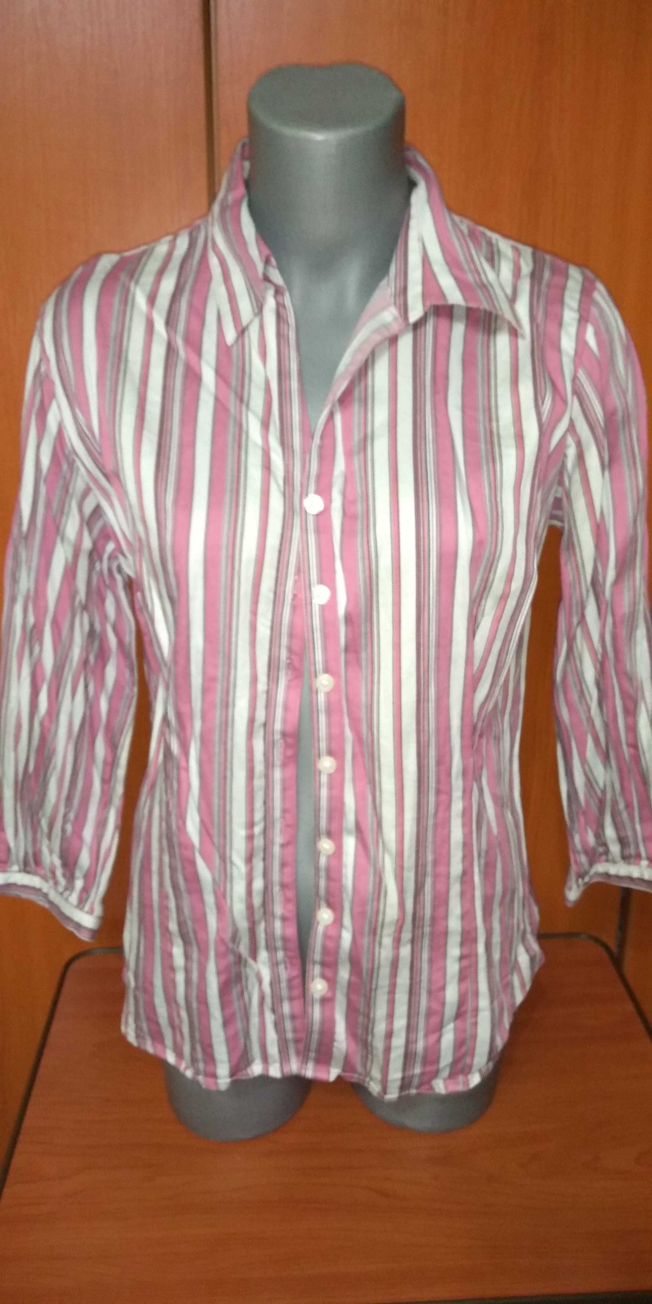 Bluza/Camasa VANHEUSEN ,cu dungi alb-roz , maneci 3/4 , UK