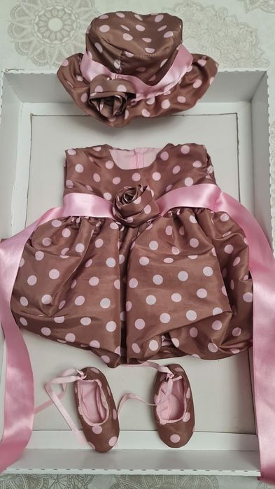 Set Rochie botez fetiță Celebrity 2-4 luni marimea 62-68