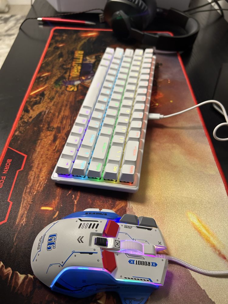 Set Tastatura mecanica + Mouse gaming G6, RGB ,Switch-uri detasabile