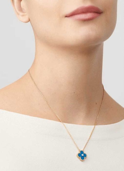 Van Cleef & Arpels VCA Rose Turquoise Diamond Alhambra Дамско Колие