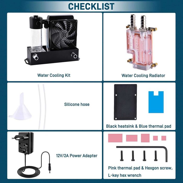 Cooler lichid GeeekPi Raspberry Pi 5,Pompă gheață apă,RGB Pi 5 8GB 4GB