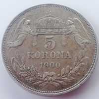Monedă 5 coroane 1900 argint