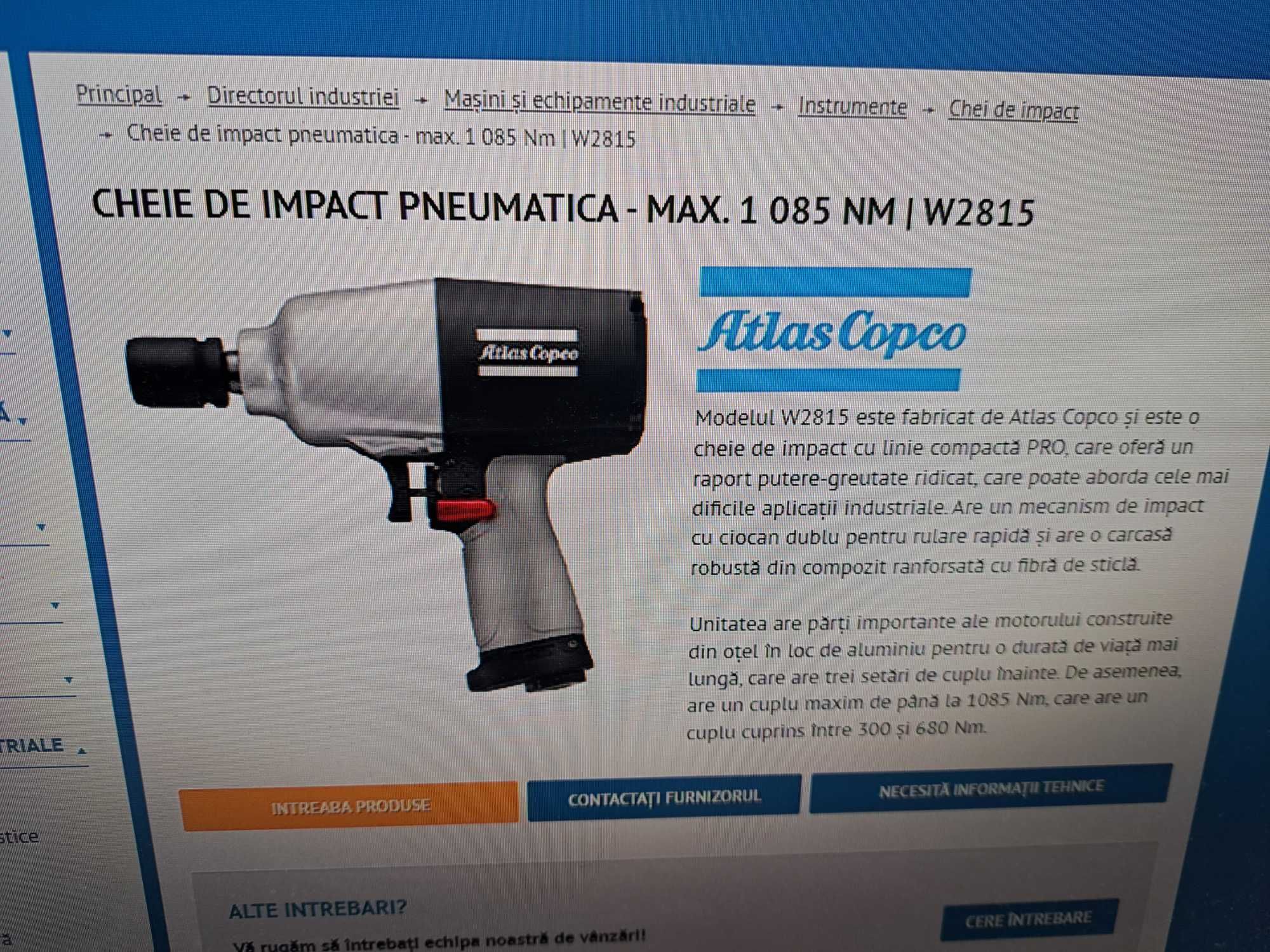 CHEIE DE IMPACT PNEUMATICA - MAX. 1 085 NM | W2815 second 2 buc Atlas