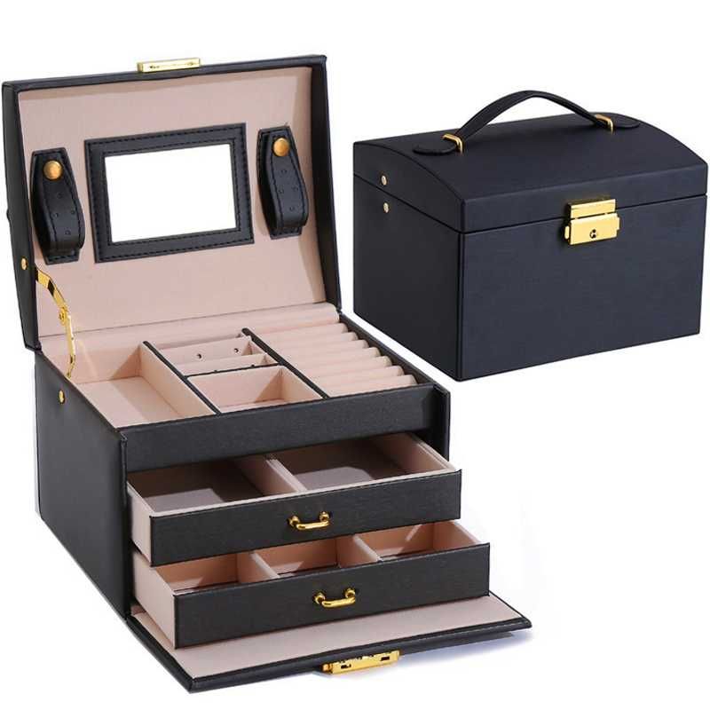 Кутия за бижута с 2 чекмеджета SB1, черен цвят