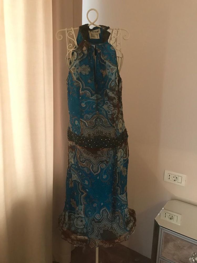 Rochie albastra imprimata